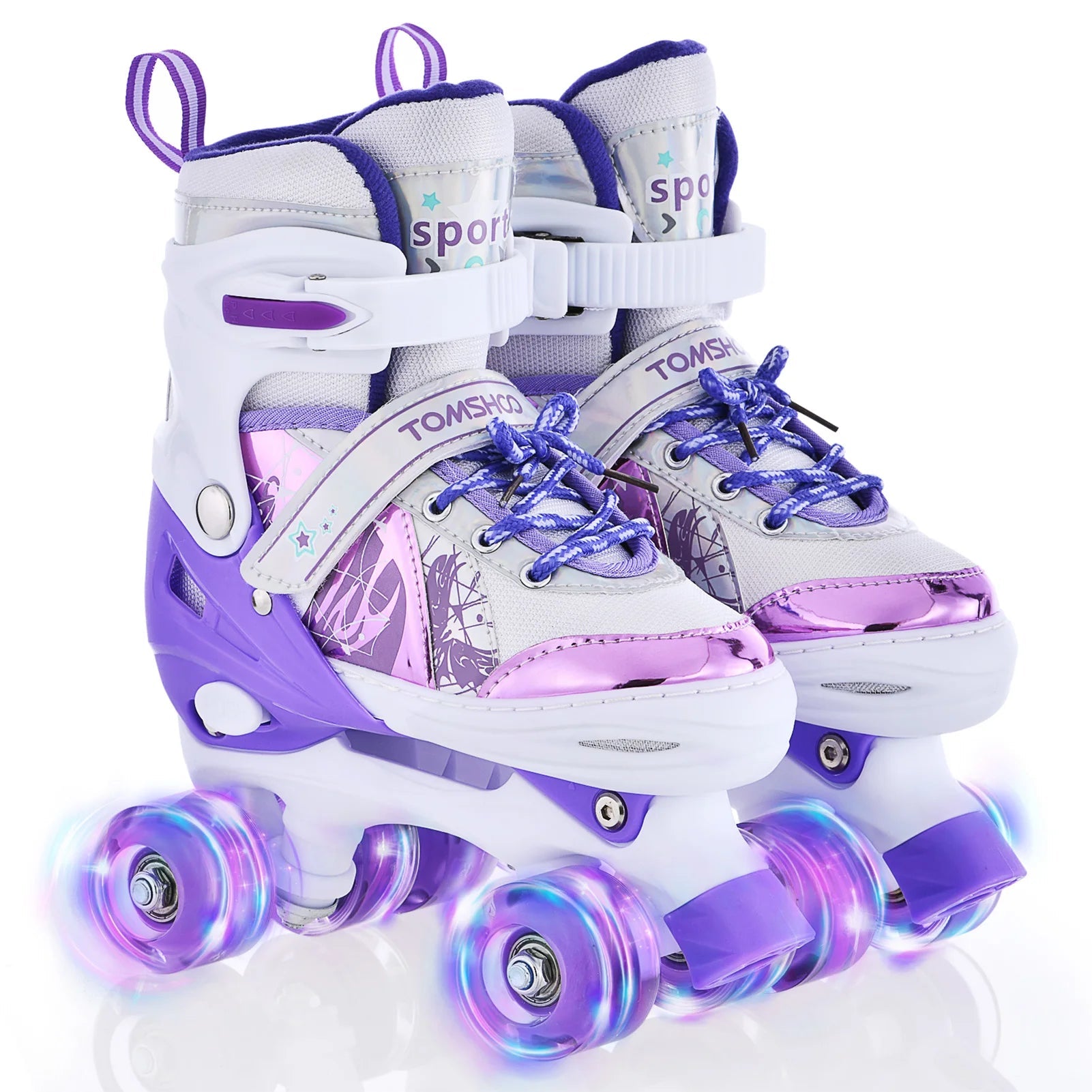 Adjustable Light-Up Kids Roller Skates - Size 4 - silverfoxgoods